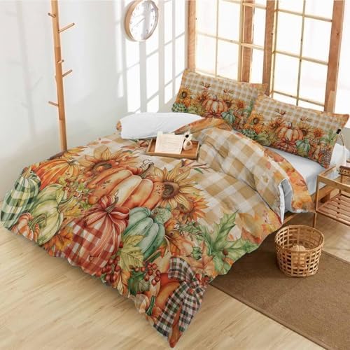 Alandar Home 3 Piece Bedding Set with Sunflower and Pumpkin Design