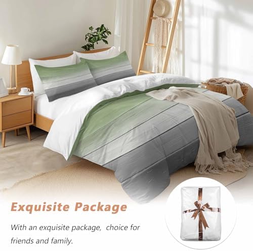 Sabolny Sage Green Duvet Cover Set with Throw Pillowcases
