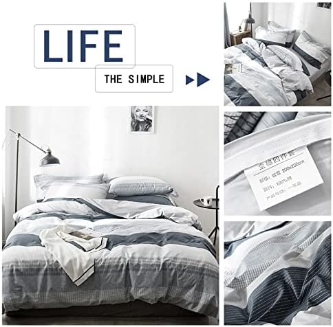 HighBuy Striped Duvet Cover Set 3 Pieces Full Cotton