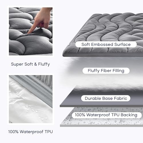 SLEEP ZONE Cooling King Mattress Pad - Waterproof and Back Pain Relief