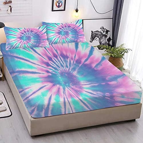 MUSOLEI Tie Dye Fitted Sheet Set for Girls