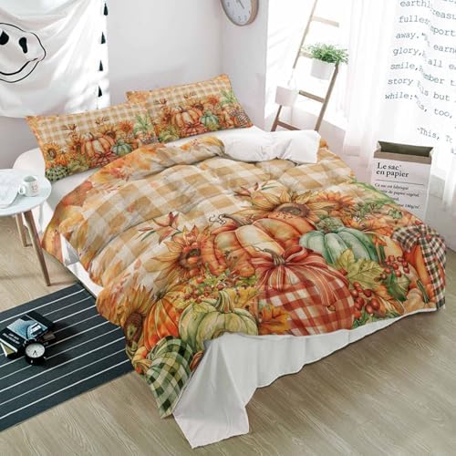 Alandar Home 3 Piece Bedding Set with Sunflower and Pumpkin Design