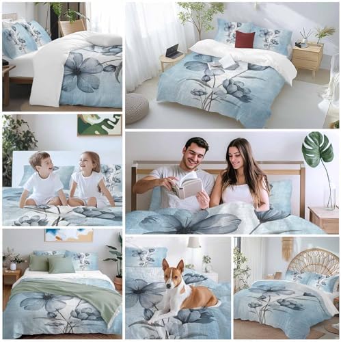 Sabolny Blue Flower Duvet Cover Set 3 Piece 1