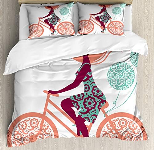 Ambesonne Floral Duvet Cover Set 3 Piece with Pillow Shams