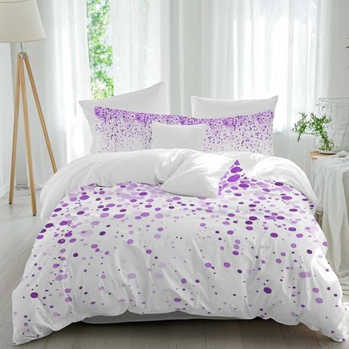 Sabolny Purple Polka Dot Duvet Cover Set