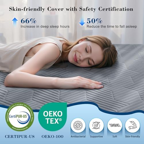 EnHomee 3 Inch Full Mattress Topper with Cooling Gel and Washable Cover
