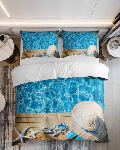 ZOE GARDEN Coastal Ocean Bedding Set Queen Size