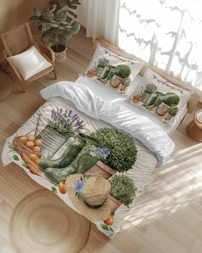 ZOE GARDEN Botanical Flowers Duvet Cover Set 3 Pieces Full Size