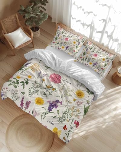 ZOE GARDEN Spring Botanical Duvet Cover Set with Pillowcases