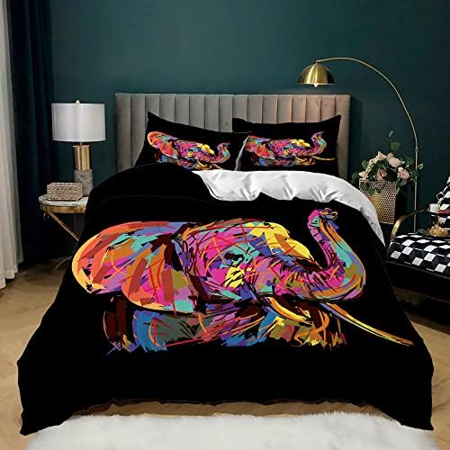 AILONEN Elephant Duvet Cover Set 3 Piece King Size