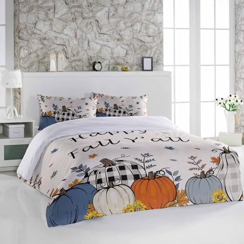 Alandar Home Duvet Cover Set Thanksgiving Pumpkin Fall Design
