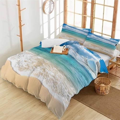 Alandar Home 3 Piece Ocean Beach Duvet Cover Set