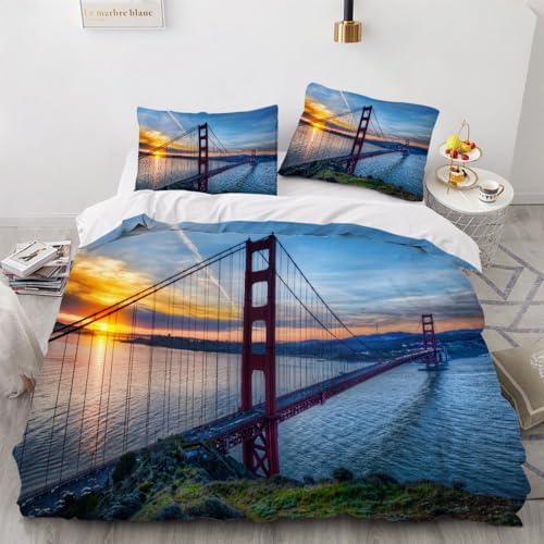 Sunset Landscape Duvet Cover Set with Zipper 3 Piece Kids Bedding