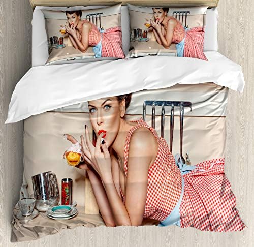 Ambesonne Pin Up Girl Duvet Cover Set Multicolor