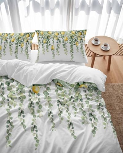 ZOE GARDEN Eucalyptus Lemon Queen Duvet Cover Set
