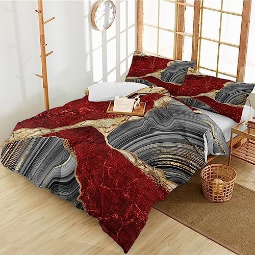 3 Piece Bedding Set with Gold Foil Duvet Cover