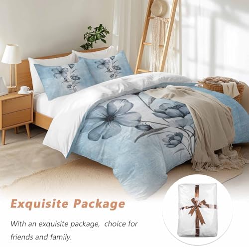 Sabolny Blue Flower Duvet Cover Set 3 Piece 1