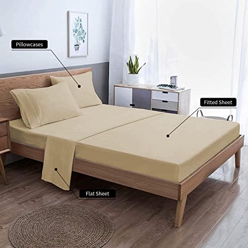 EaseHome Beige Twin Sheet Set for Boys and Teens