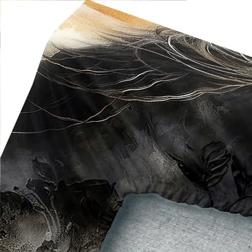 UEVBF Black White Horses Fitted Sheet Set
