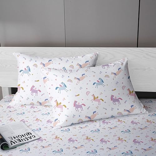 MUSOLEI Unicorn Fitted Sheet Set for Kids