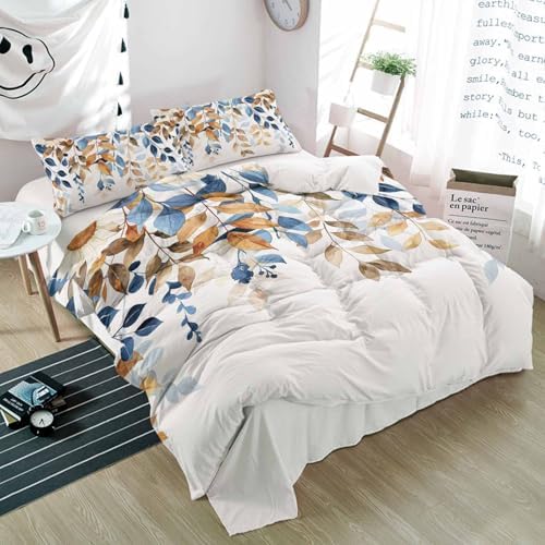 Alandar Home Autumn Eucalyptus Leaves Duvet Cover Set 3 Piece 1