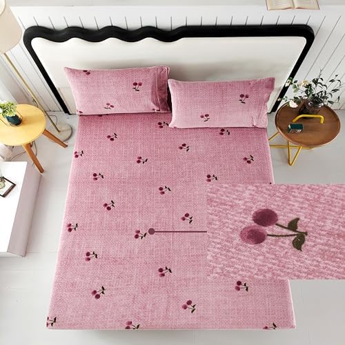 MAG 3Pcs Pink Twin Flannel Bedding Set