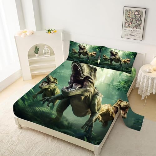 VTKON Dinosaur 3D Print Bed Sheet Set for Kids