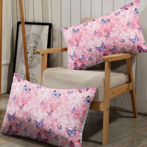Smell Sunshine Girls Pink Butterfly Sheet Set 4Pcs for Kids