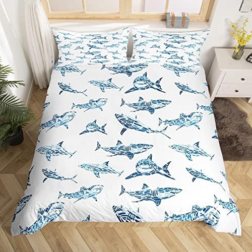 Erosebridal Shark Duvet Cover Set Twin Size Blue