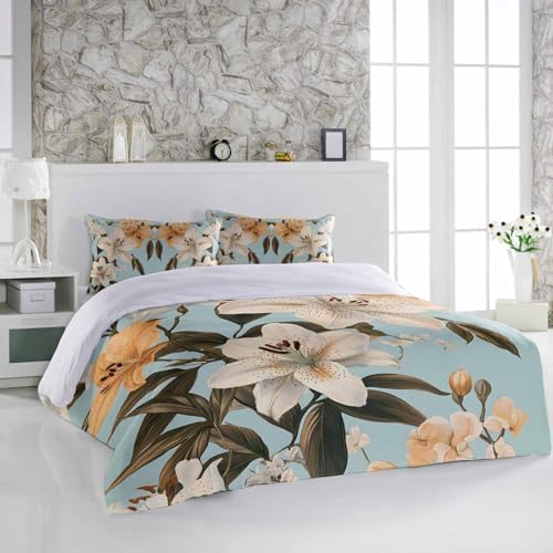 Alandar Home 3 Piece Farmhouse Floral Duvet Cover Set