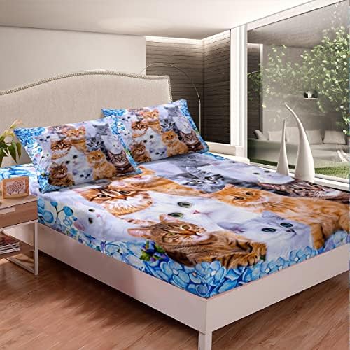 Feelyou Kids Cat Bedding Sheet Set 3Pcs Twin