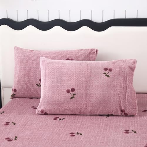 MAG 3Pcs Pink Twin Flannel Bedding Set