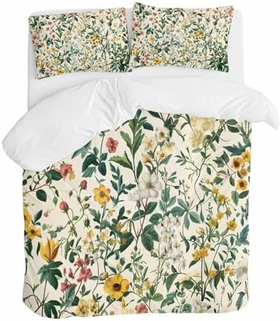 ZOE GARDEN Botanical Print Duvet Cover Set 3 Piece Full Size