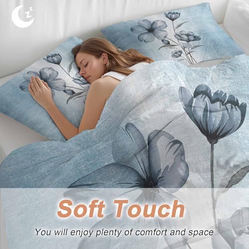 Sabolny Blue Flower Duvet Cover Set 3 Piece 1