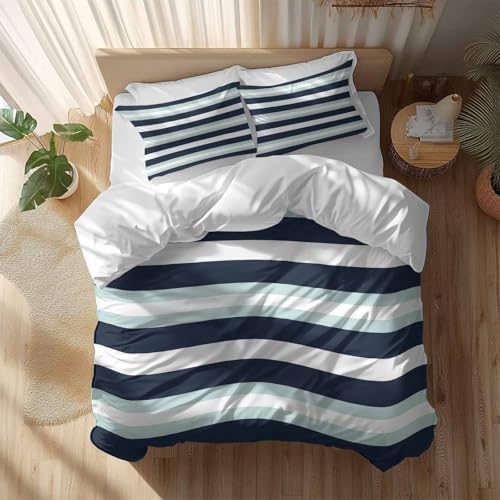 Sabolny Navy Blue Turquoise Duvet Cover Set 3 Piece