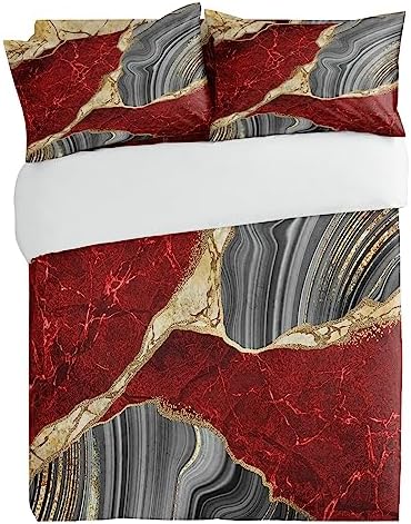 3 Piece Bedding Set with Gold Foil Duvet Cover