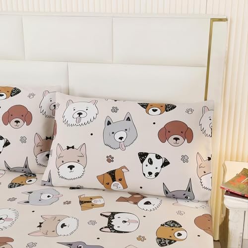 SDY 3PCS Dog Fitted Sheet Set with Pillowcases 1