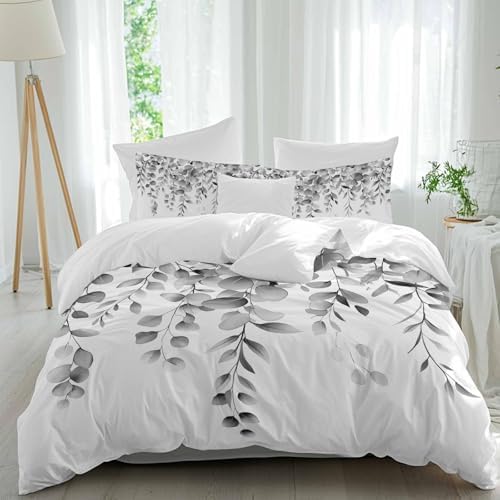 Sabolny Grey Eucalyptus Duvet Cover Set 3 Piece 1