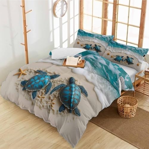 Alandar Home 3 Piece Bedding Set Turquoise Ocean Scene