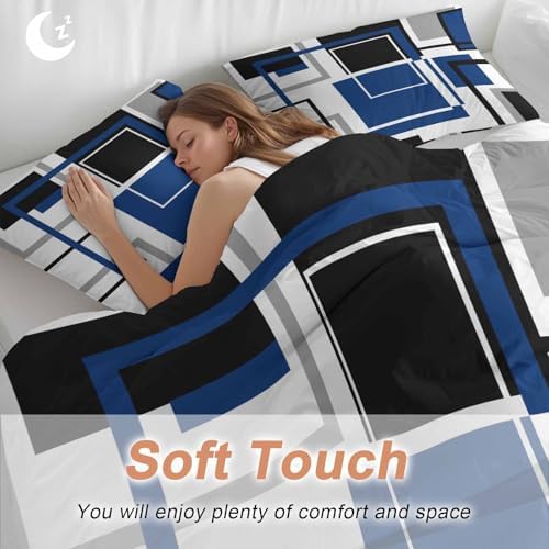 Sabolny Blue Queen Duvet Cover Set with Throw Pillowcases