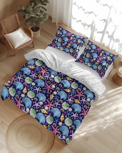 Coastal Blue Queen Duvet Cover Set with Pillowcases