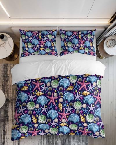 Coastal Blue Queen Duvet Cover Set with Pillowcases