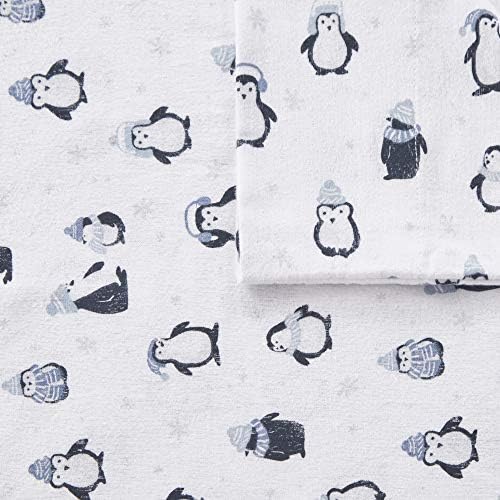 Intelligent Design Flannel Sheet Set with Blue Penguins Print 1
