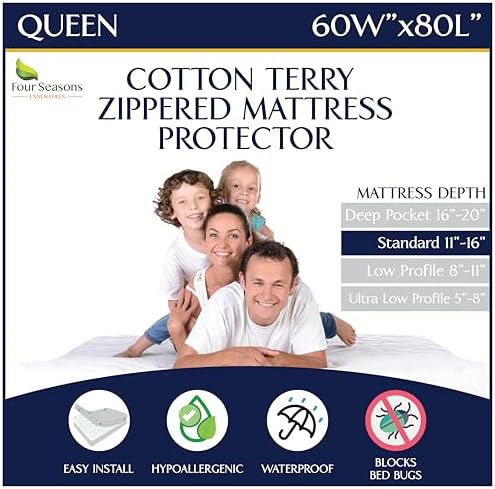 Four Seasons Essentials Waterproof Mattress Encasement - Queen 60 x 80