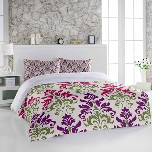 Alandar Home Boho Damask Duvet Cover Set 3 Piece Ultra Soft Linen Bedding