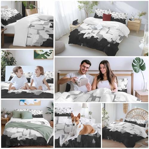 Sabolny Black White Queen Duvet Cover Set 3 Piece
