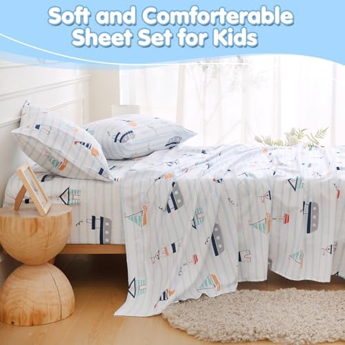 CIMVI Kids Twin Sheet Set with Boat Design