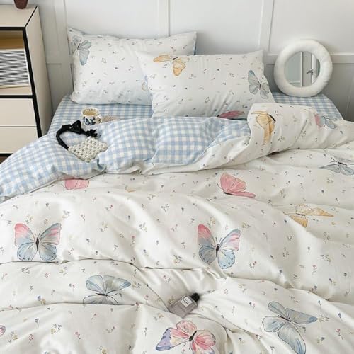 Nayoroom Butterfly Duvet Cover Set Queen Size 3 Pcs