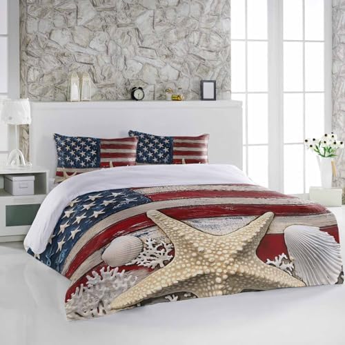 3 Piece Bedding Set with Retro Flag Design