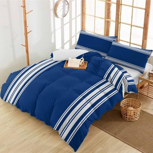 Alandar Home Duvet Cover Set Abstract Blue Stripes 3 Piece